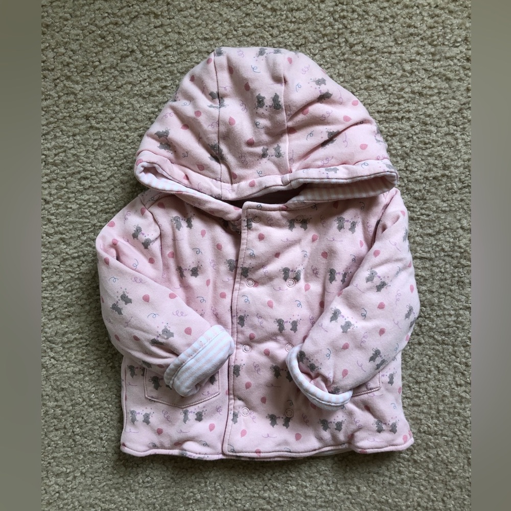 NWOT Mon Caramel Baby Girl Pink Bunny Hooded Coat (Size: 12 Months)